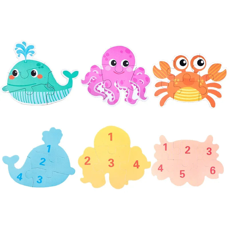 Montessori Baby Puzzle Educational Toys for Children 2 to 4 Age Toddler 3D Wooden Jigsaw Puzzles Kids Iron Box Puzzle Games Toys