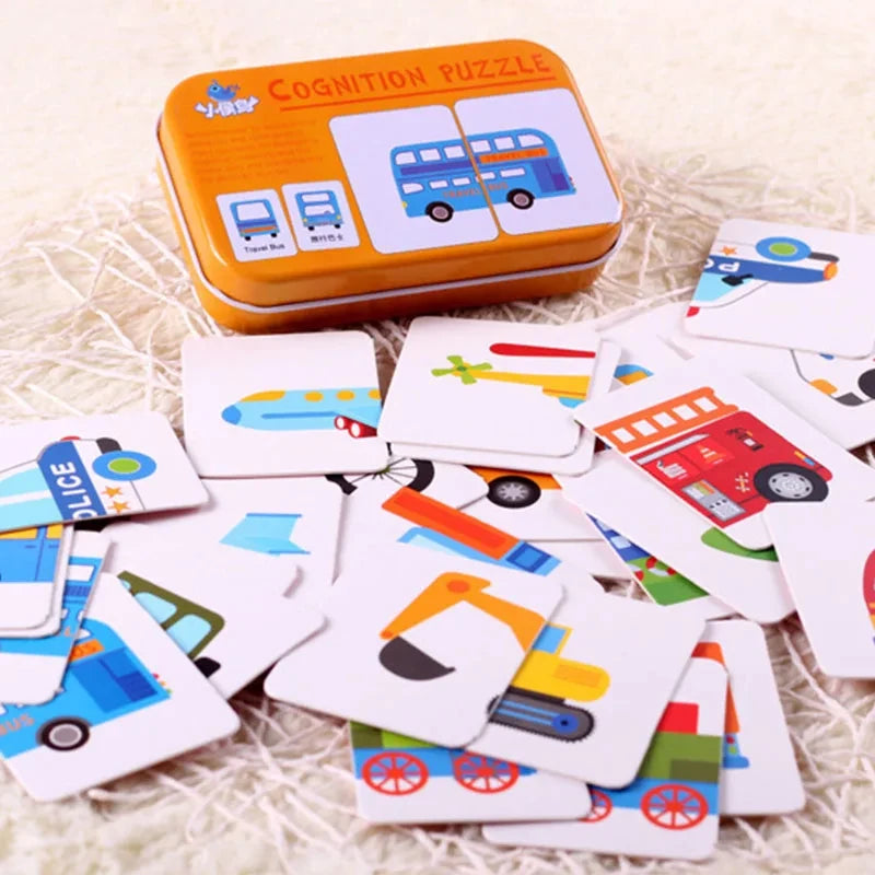 Montessori Baby Puzzle Educational Toys for Children 2 to 4 Age Toddler 3D Wooden Jigsaw Puzzles Kids Iron Box Puzzle Games Toys