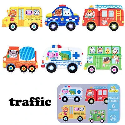 Montessori Baby Puzzle Educational Toys for Children 2 to 4 Age Toddler 3D Wooden Jigsaw Puzzles Kids Iron Box Puzzle Games Toys