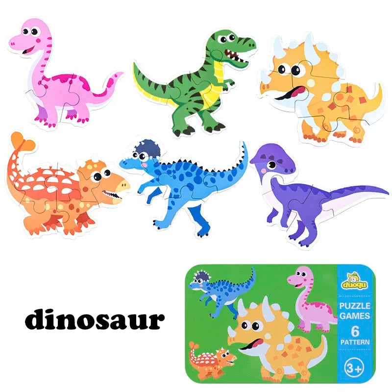Montessori Baby Puzzle Educational Toys for Children 2 to 4 Age Toddler 3D Wooden Jigsaw Puzzles Kids Iron Box Puzzle Games Toys