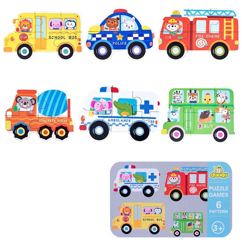 Montessori Baby Puzzle Educational Toys for Children 2 to 4 Age Toddler 3D Wooden Jigsaw Puzzles Kids Iron Box Puzzle Games Toys